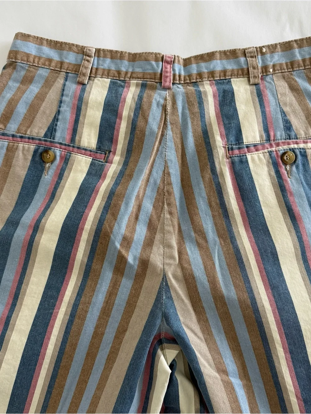 Vintage Ruff Hewn Striped Pleated Men’s Shorts Size 32 X 7” Granpa Chic 80s 90s